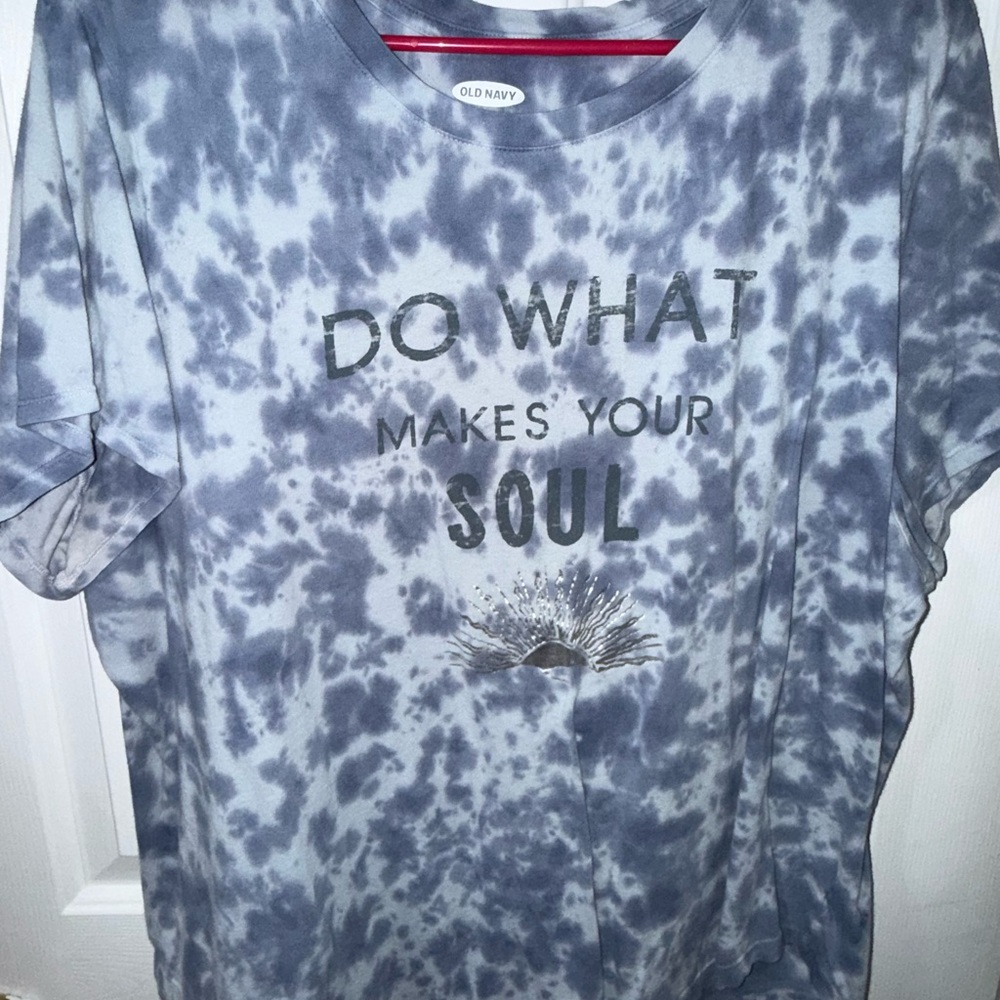 Old Navy Blue Gray Tie-Dye Graphic Tee - 'Do What Makes Your Soul'